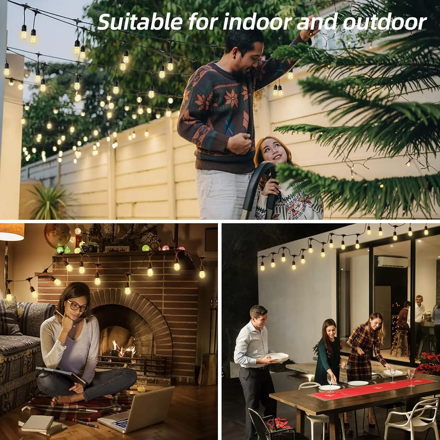 30m Outdoor LED Fairy Lights Warm White E27 S14 Retro filament Bulb Waterproof Christmas Garland