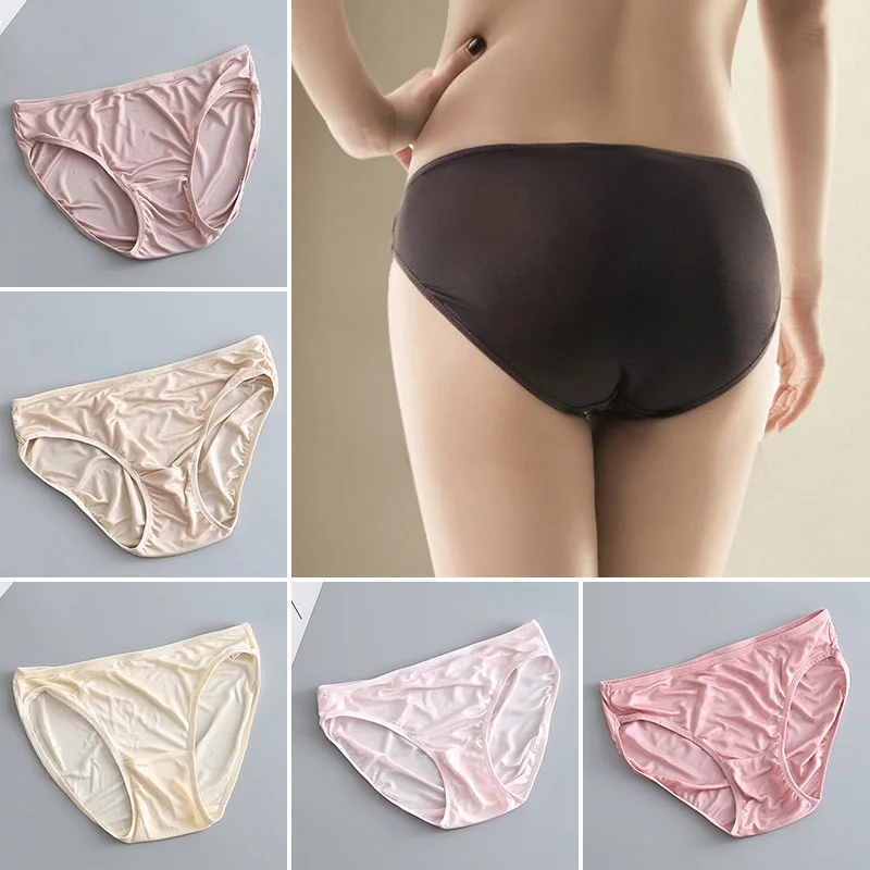 Women's Sexy Briefs Mulberry Silk Panties Breathable Soft Thin Underwear  Comfortable Lingerie Low-rise Panties For Girls Ladies