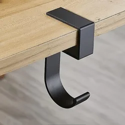 Universal Multi - Functional Headphone Stand with Side Storage Rack - Sleek Metal Holder (Black 2)