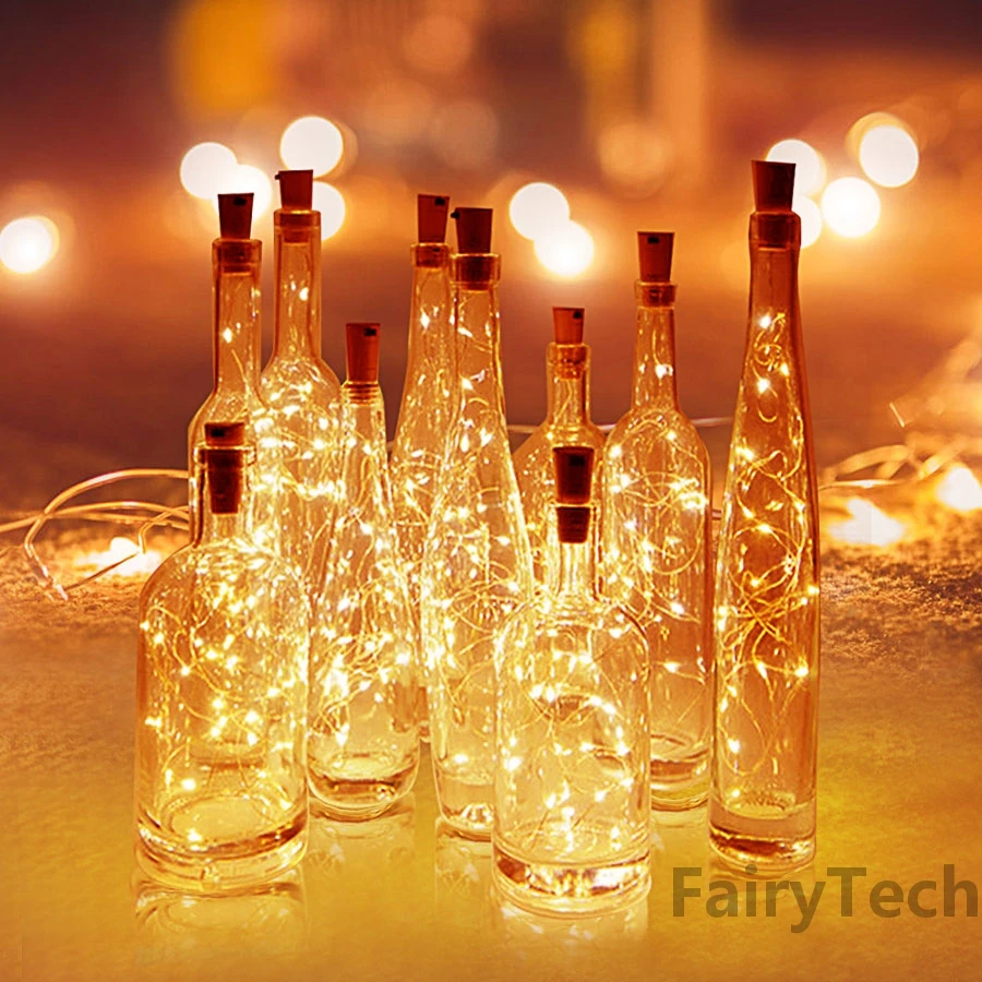 10 PCS Battery powered wine bottle lights led fairy lights decorative lights Wine cork bottle light 30LED Fairy light bar birthday party bottle stopper bar