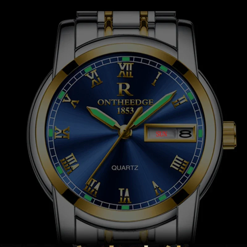 Dropshipping Gold Relogio Masculino Top Luxury Brand Watch for Men Week Calendar Business Mens Quartz Watches Waterproof Clock
