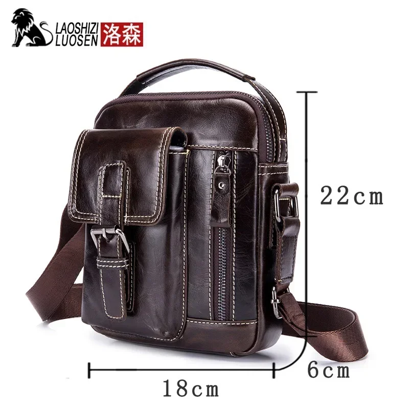 LAOSHIZI LUOSEN 2024 Brand Genuine Leather Shoulder Bag Men