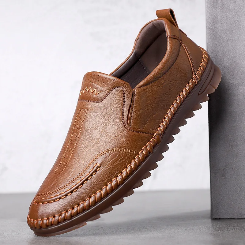 Spring autumn New Men's Daily Casual genuine leather Shoes Men's Hand Sewing Soft Sole Casual Shoes C570