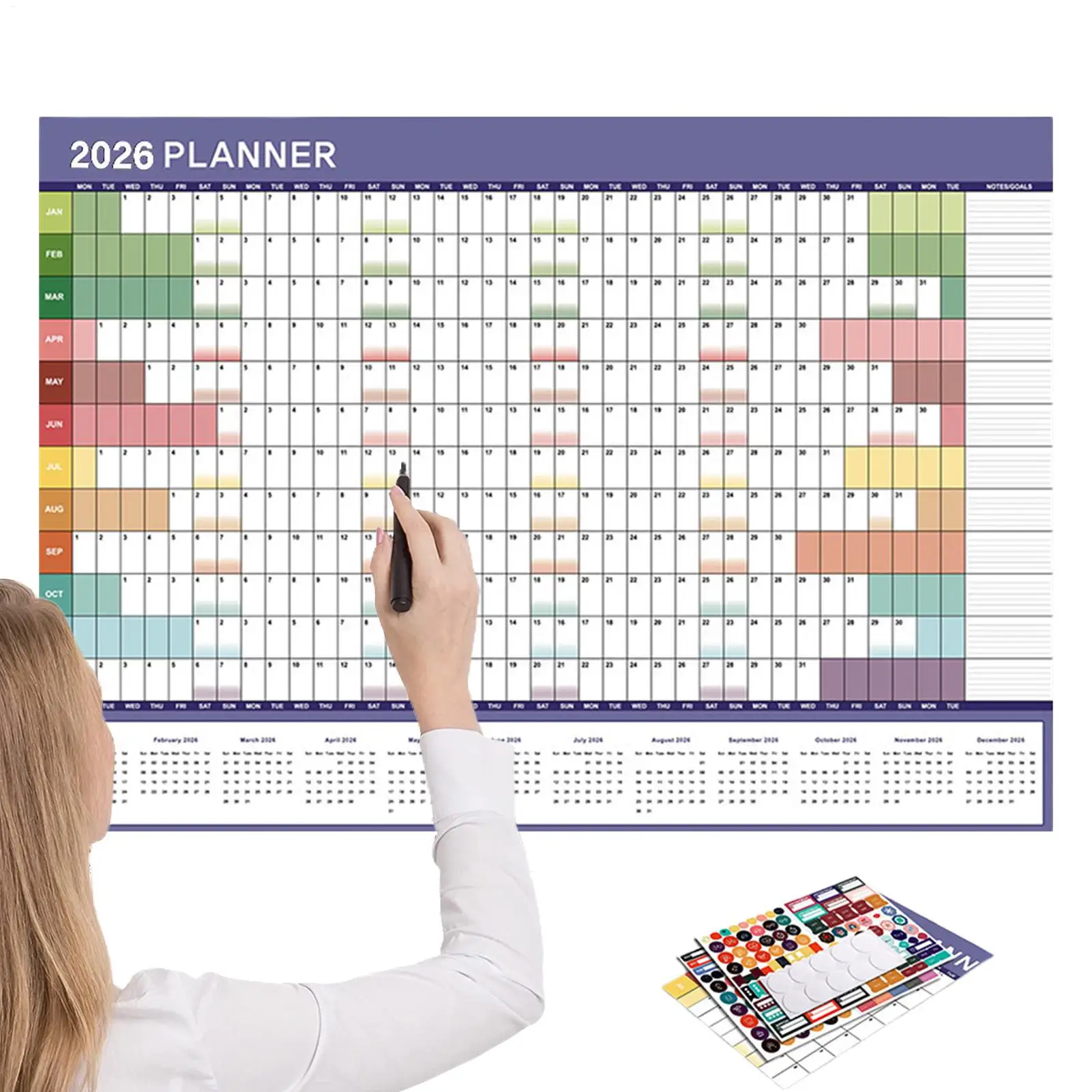 2026 Monthly Wall Calendar Full Year Wall Calendar Reusable Management Organizer Planner Creative Wall Calendar Planning Chart