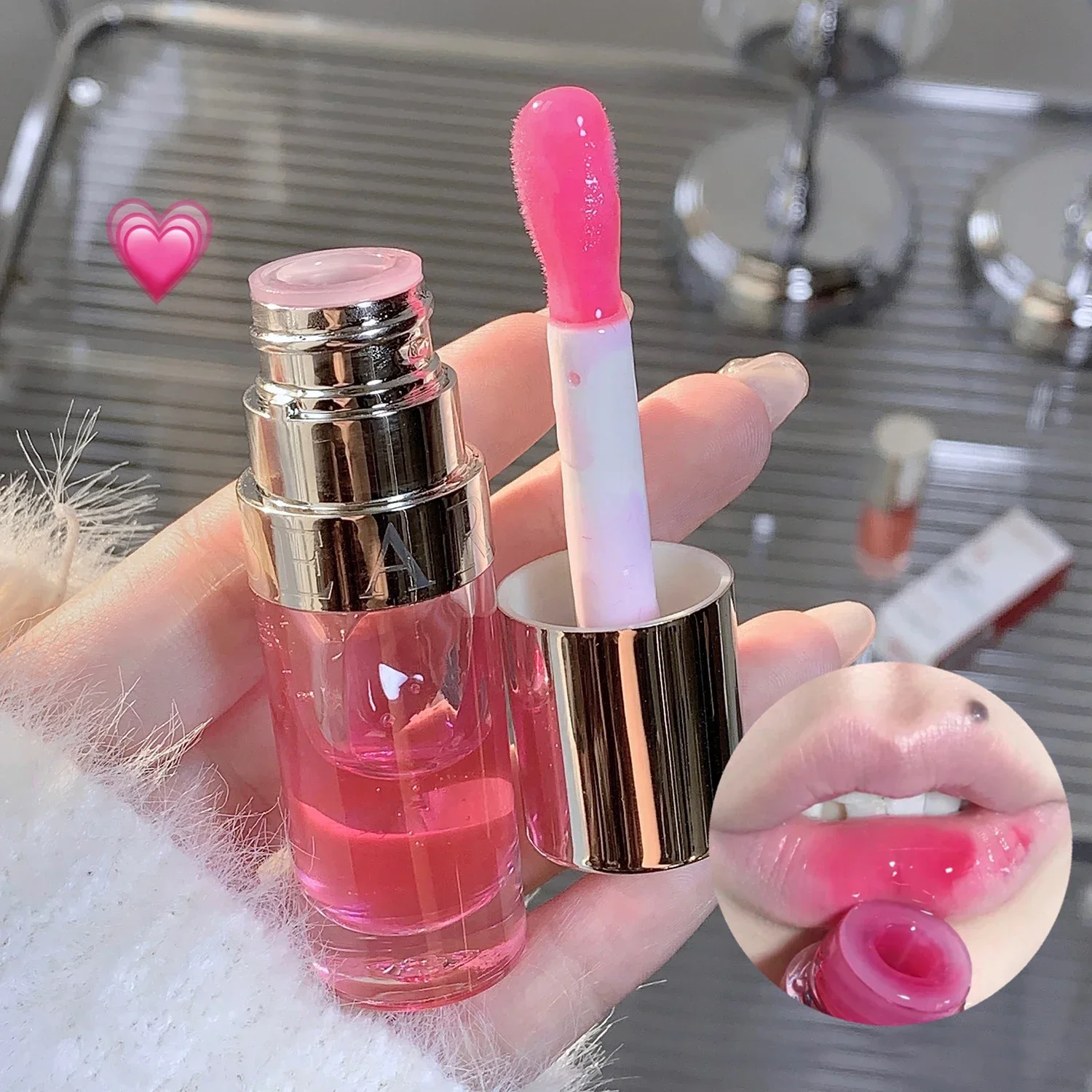 Jelly Violet Glass Lip Oil Moisturizing Transparent Plumper Lip Gloss Makeup Nutritious Liquid Lipstick Big Brush Care lip makeup,lip glaze,lip lacquer,lip tint,lip stain,lip gloss,lip oil,lip plumper