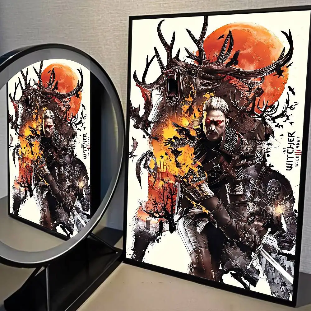 Vintage Anime Witcher Wall Art Poster - Classic White Kraft Paper Decor