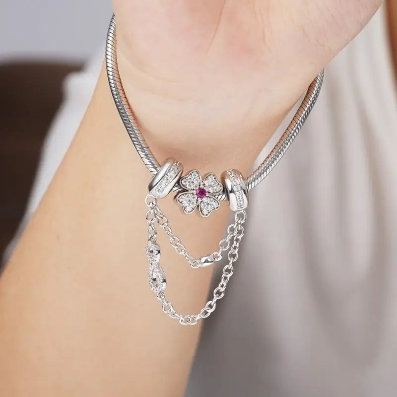925 Sterling Silver Plated Kitty Bees Pendant Lock Safety Chain Diy Bead Fit Original Bracelet charm jewelry sterling silver jewelry beads charms animal charm jewelry sterling silver beads silver charm bead charm bead beads jewelry sterling silver beads charm loose gemstone jewelry silver charm bracelet Women Charms Jewelry Accessories
