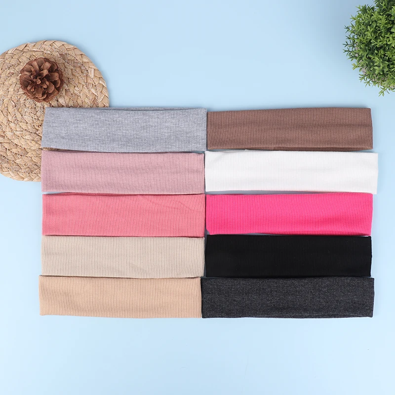 

Женская однотонная эластичная повязка на голову, мягкая спортивная Женская повязка на голову, широкая повязка для макияжа, модные простые аксессуары для волос