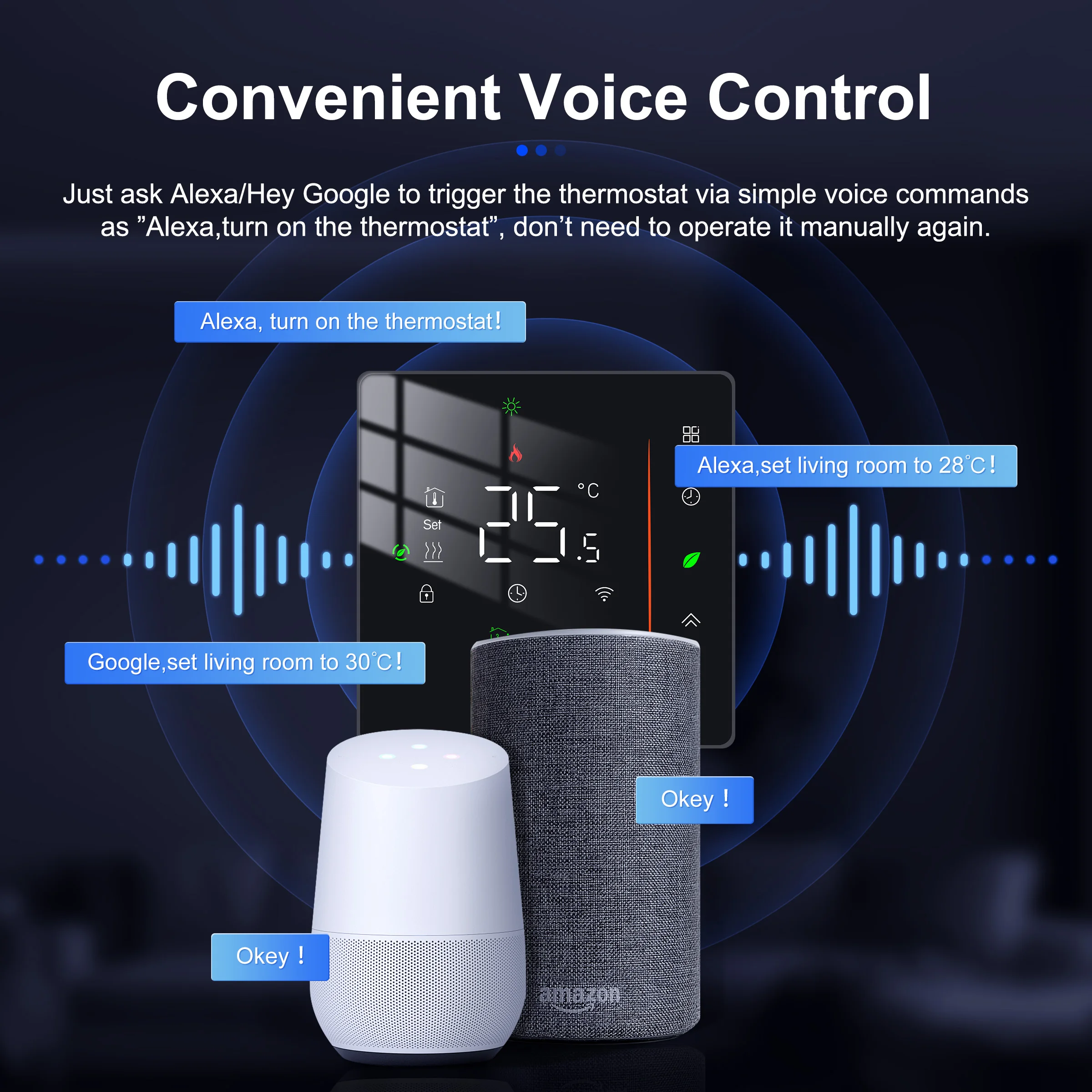 Engine Coolant Thermostat Tuya Smart Heating Thermostat WiFi Electric/Water/Gas Boiler Underfloor Heating Temperature Controller Supports Alexa Hey Google