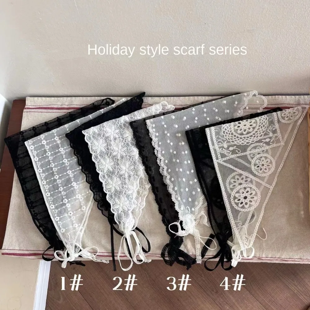 Lace Retro Lace Hair Accessories Breathable Solid Color Hair Band Print Hair Bandana 5