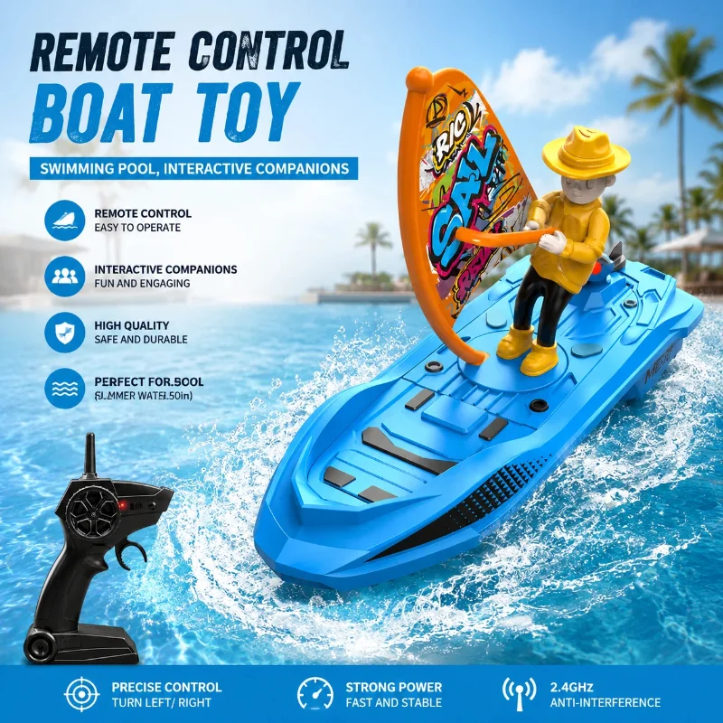 Bateau RC rapide 37 km/h, 2.4 GHz, double moteur, 4 couleurs