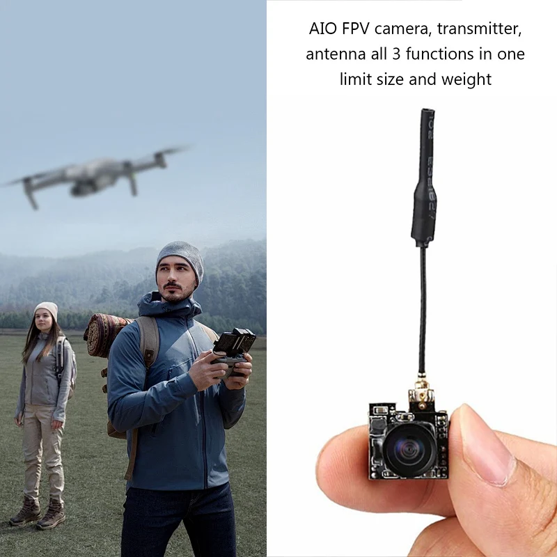 Caméra FPV S2 OSD 800TVL 150° CMOS 1/4" pour Drone