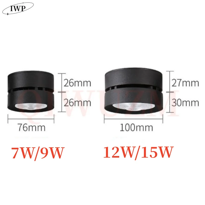 Dimmable Folding Rotating Spotlights 10W15W Adjustable Angle Home Led Ceiling Lights Shop Commercial 110V220V Cob Ceiling Lights