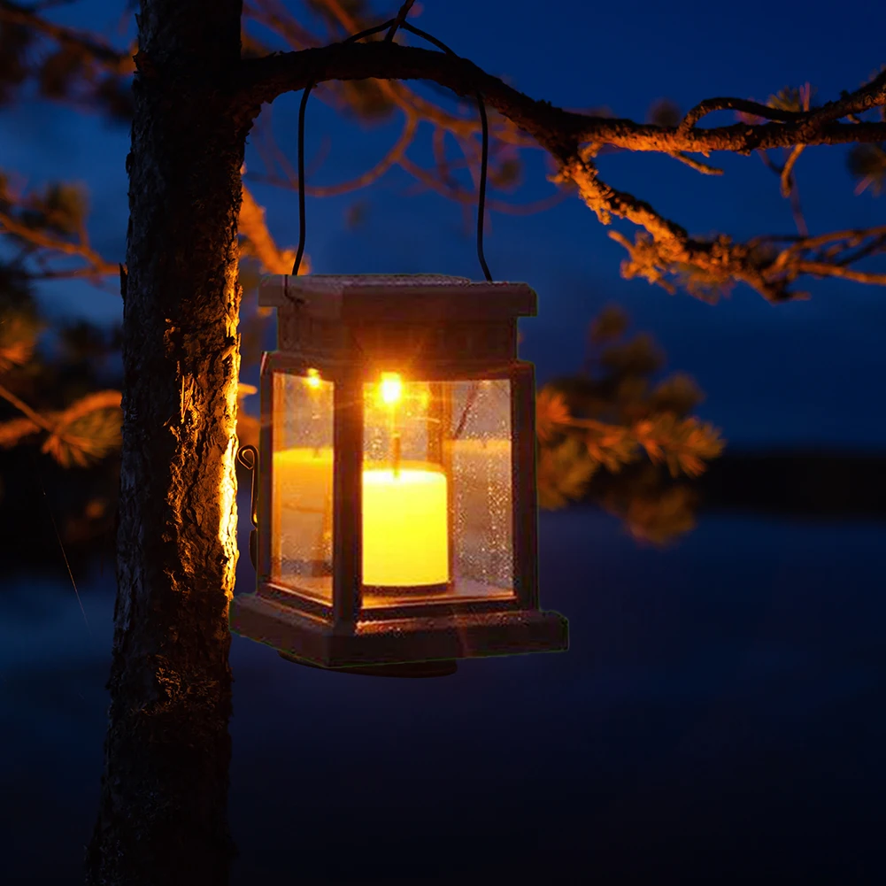 Home Garden Decoration Light LED Outdoor Twinkle Candle Lantern Solar Powered Warm Flame Flashing Tea Light Outdoor Lamp