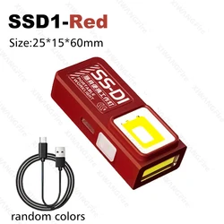 Compact Multifunctional Keychain Flashlight - USB Rechargeable Mini COB Work Light and Pocket Lamp (SSD1 - red)