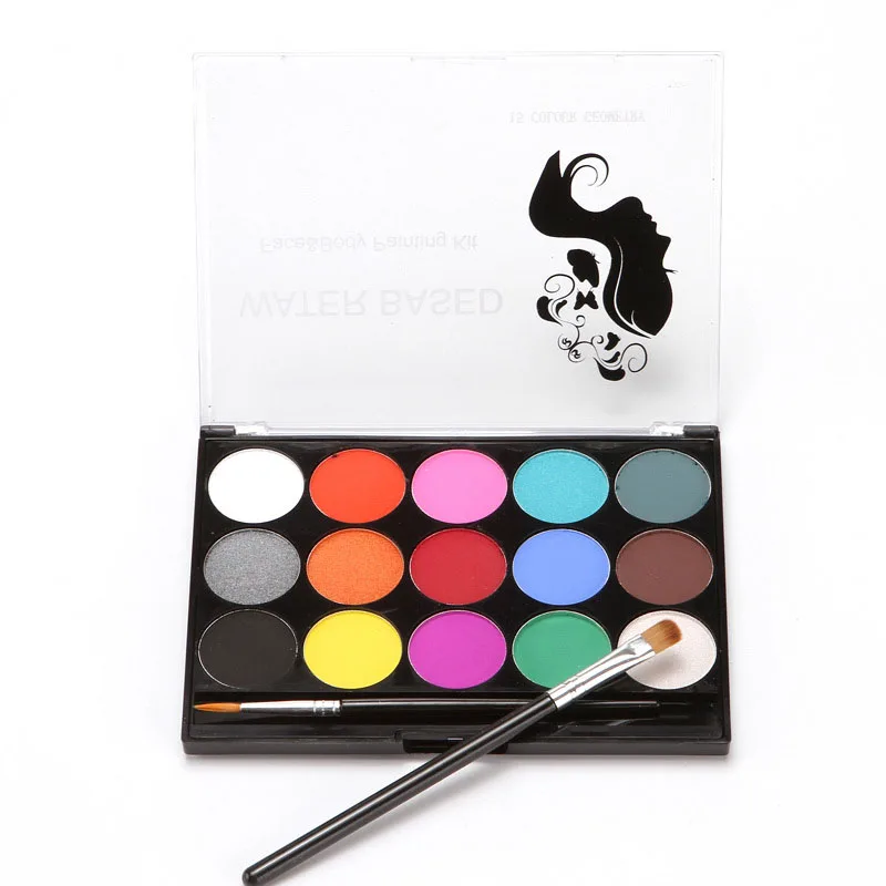 15 Colors Face Body Painting Non Toxic Safe Water Paint Oil with Brush Christmas Halloween Makeup Party Tools 6