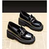 New Spring and Autumn Fashion British Style Women's Thick Soled High Heels Metal Decorative Single Shoes 4