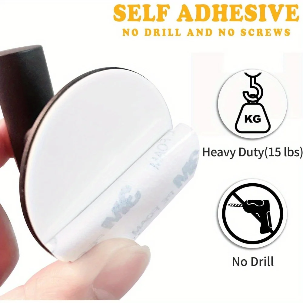 Adhesive Wall Hooks 2 Packs, Heavy Duty Sticky Towel Hooks for Bathroom Kitchen Door