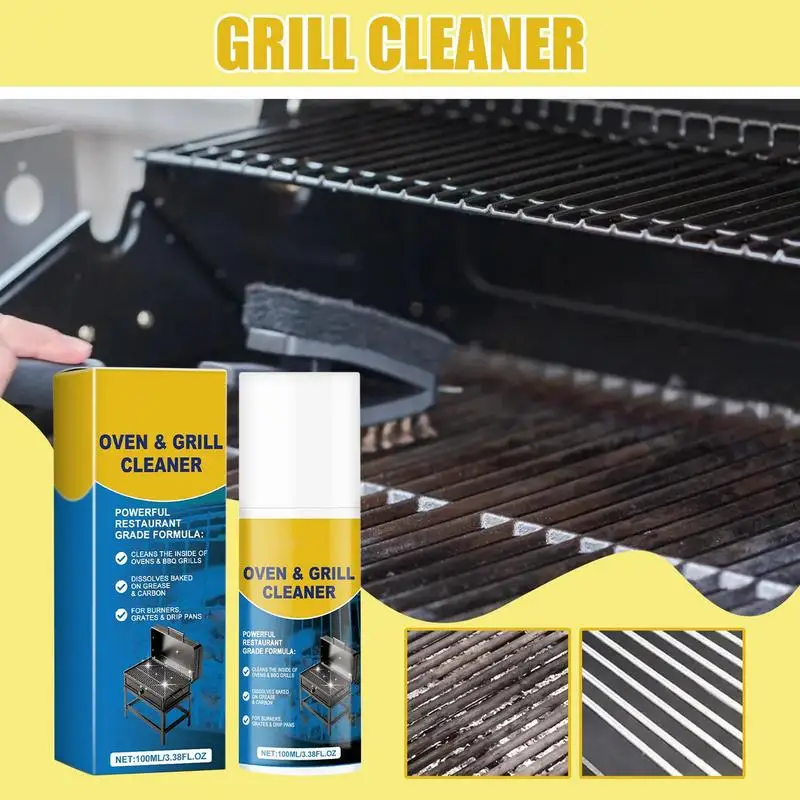 BBQ Grill Cleaner Professional Oven Degreaser Spray Cleaning Supplies Stain Remover Solution Eliminates Thick Grease & Build-Up