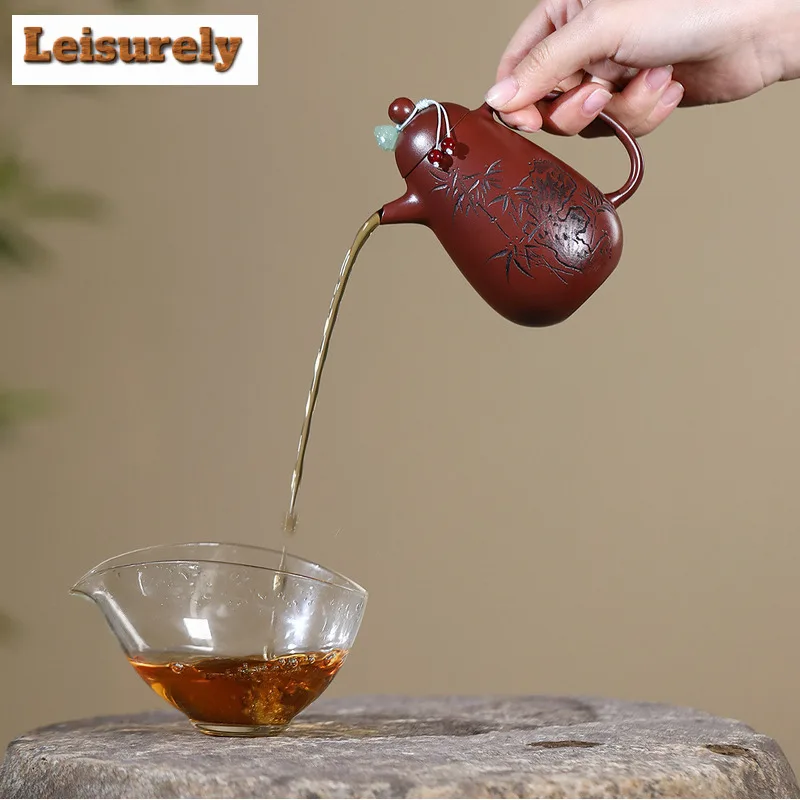180ml Ancient Yixing Purple Clay Teapots Artists Handmade High Dragon Egg Pot Raw Ore Dragon's Blood Sand Kettle Zisha Tea Set