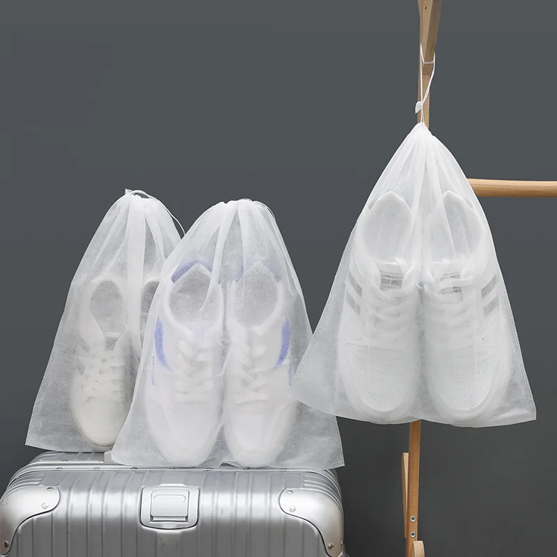 Description Picture 6 of item10Pcs/Set Non Woven Fabric Dustproof Drawstring Transparent Storage Travel Dry Shoe Bag Protective Cover Classified Storage