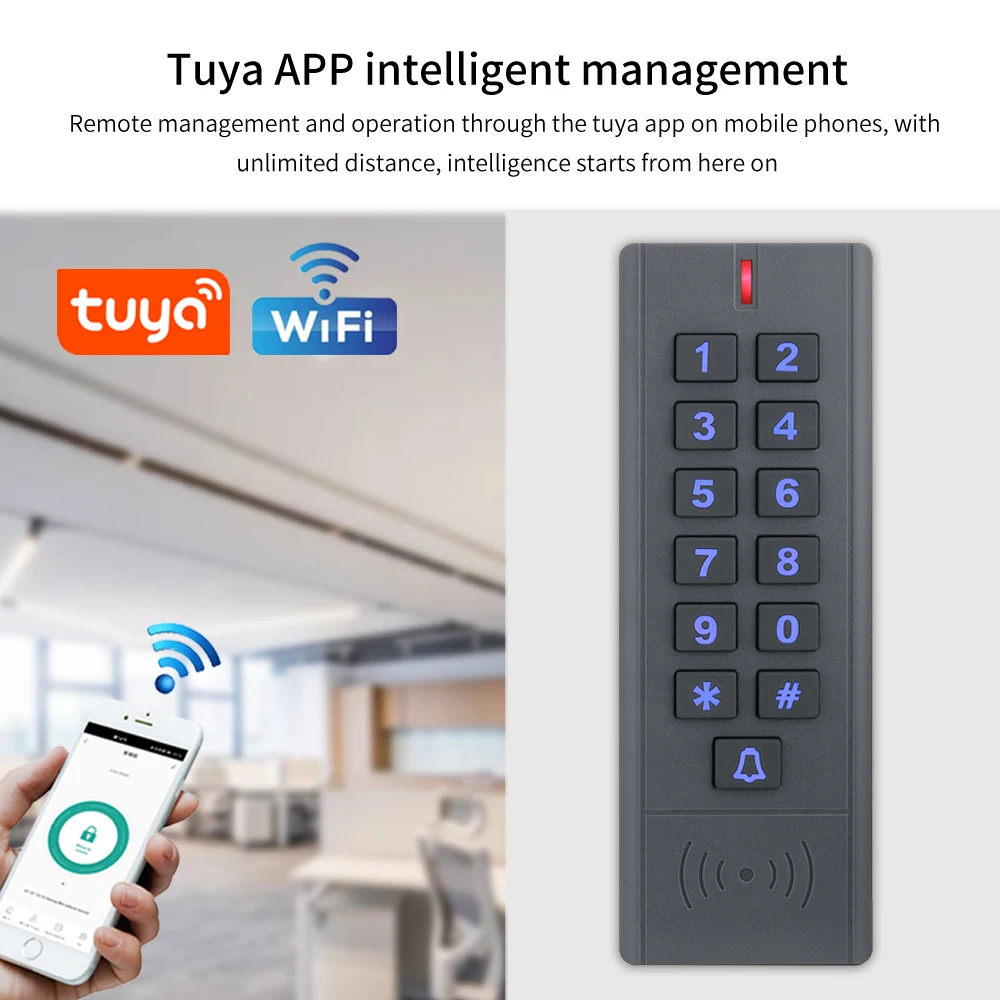 WiFi Tuya Access Controller Outdoor Waterproof Standalone RFID Keypad System 125KHz / 13.56MHz WG26-58 Smart APP Unlock Remotely