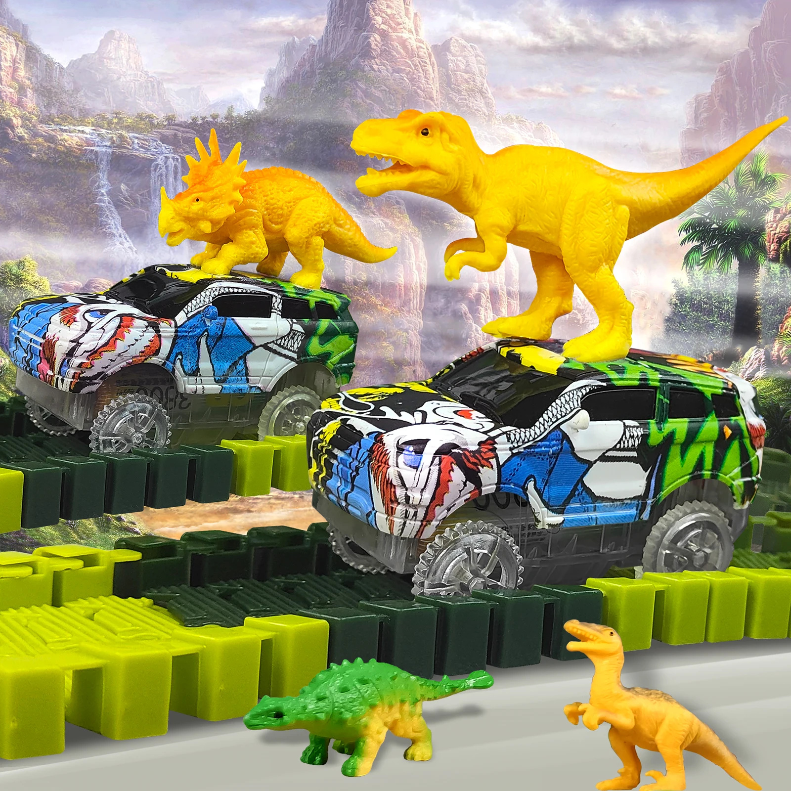 Magical Track Racing Cars With LED Lights DIY Plastic Racing Track Glowing In The Dark Creative Gifts Toys For Children 2