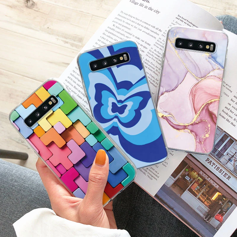 For Samsung Galaxy S10 Plus S10e Phone Case Silicone Back Cover Fundas For  Samsung s 10 s10plus s10 E Flower Coque Bumper Shell