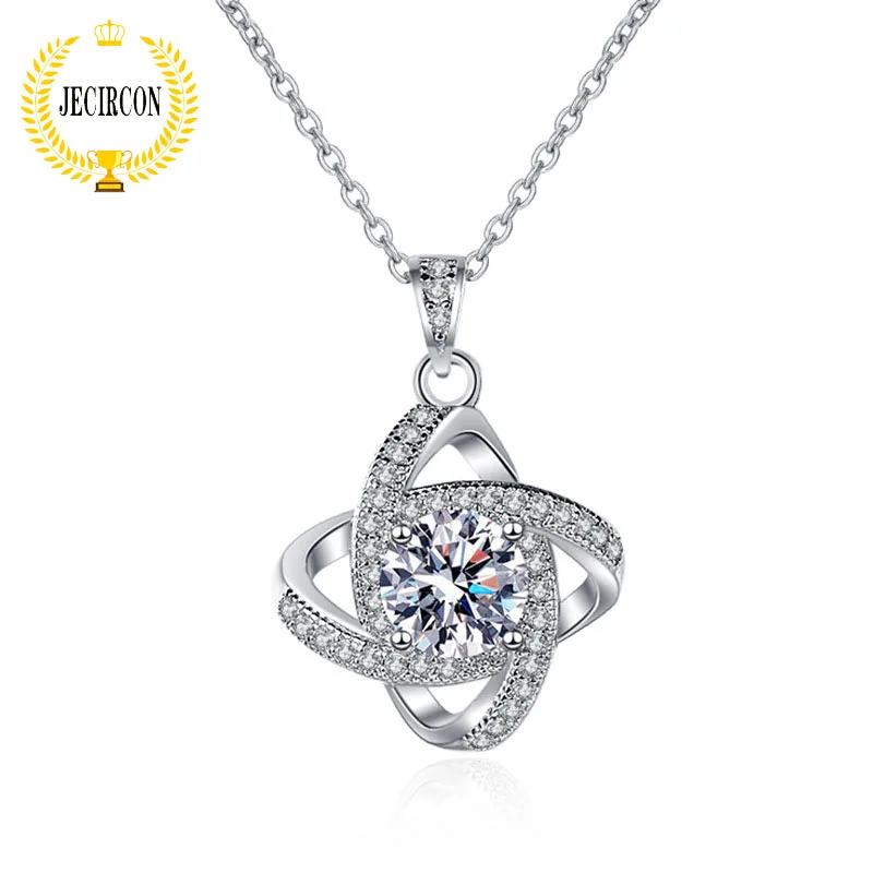 

JECIRCON 1 Carat Moissanite Necklace for Women Lucky Star Pendant Trendy Korean Version Simple 925 Sterling Silver Jewelry Chain