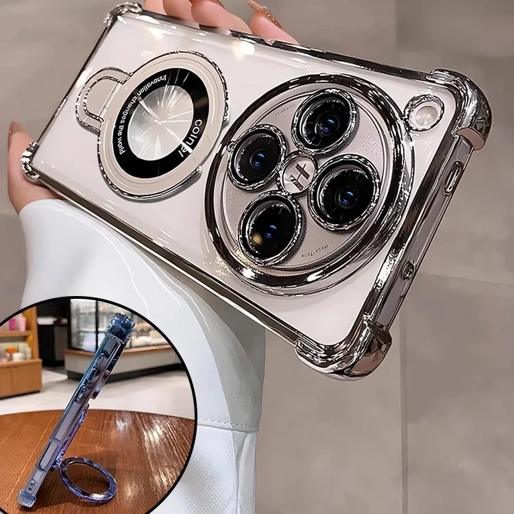 Luxury Plating Shockproof Case with Magnetic Holder and Camera Protection