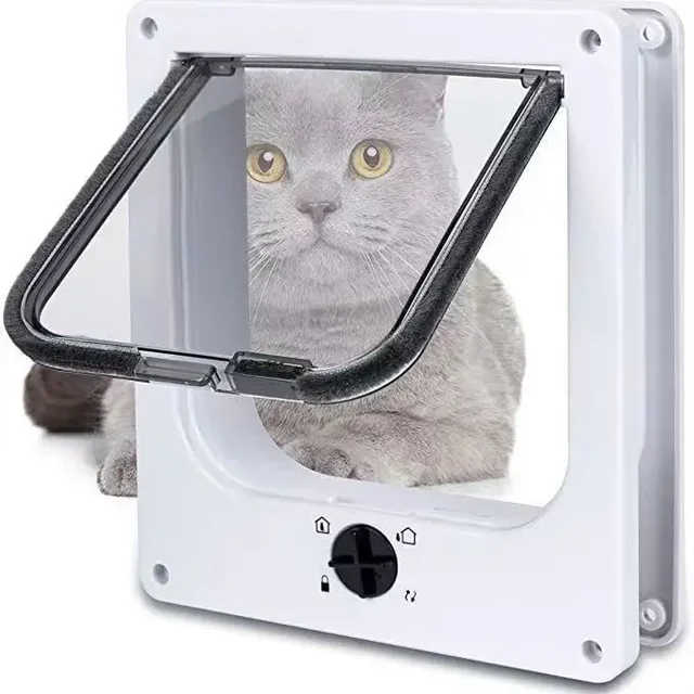 2629330105003+3 Dog Cat Flap   Way Security Lock Flap Door for Cats Kitten ABS Plastic Small Pet Gate Door Kit Cat 3