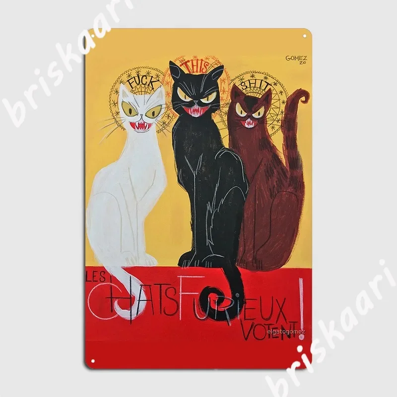 Angry Pussy Votes Chat Noir Ispirato Poster Metal Sign Cinema Garage Vintage Cinema Targhe Poster In Latta