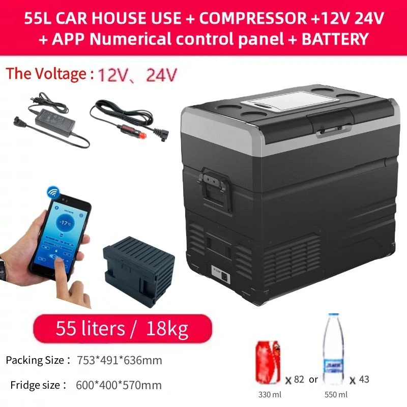 Quick Refrigeration Icebox APP Control Alpicool 55L Car Refrigerator Mini Freezer Portable Cooler Fridge DC 12V 24V Compressor cooluli classic 4 liter small mini fridge Car Fridges & Heaters