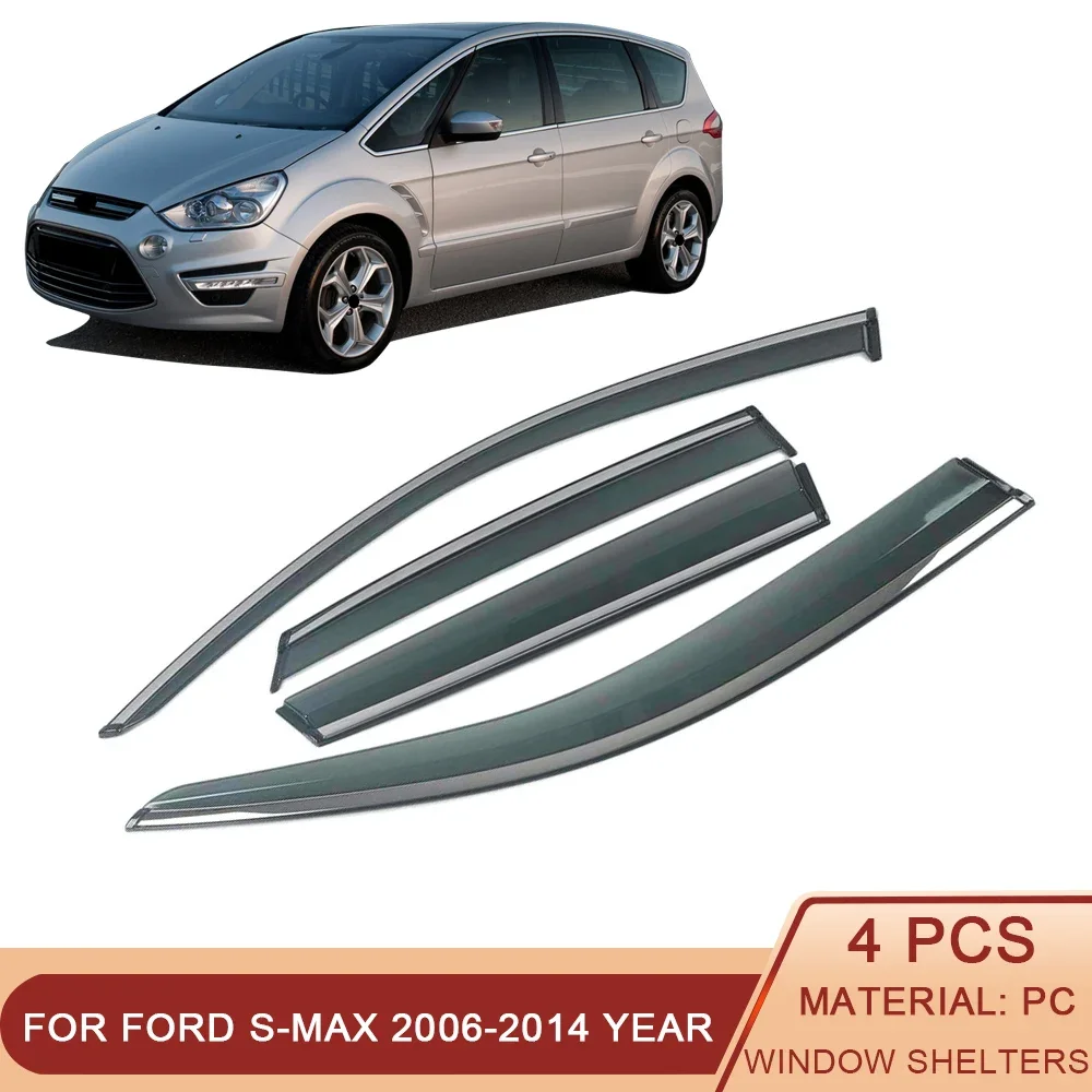 

For FORD S-MAX S Max SMax 2006-2014 Car Window Visor Wind Deflectors Sun Rain Shade Shelter Cover Frame Exterior Accessories