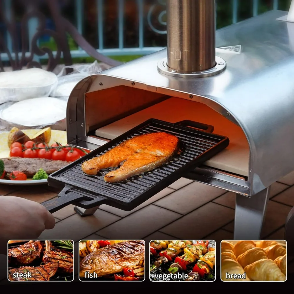 Portable Stainless Steel Wood Pellet Pizza Oven for 12 Pizzas - Big Horn Outdoors Cooking Grill