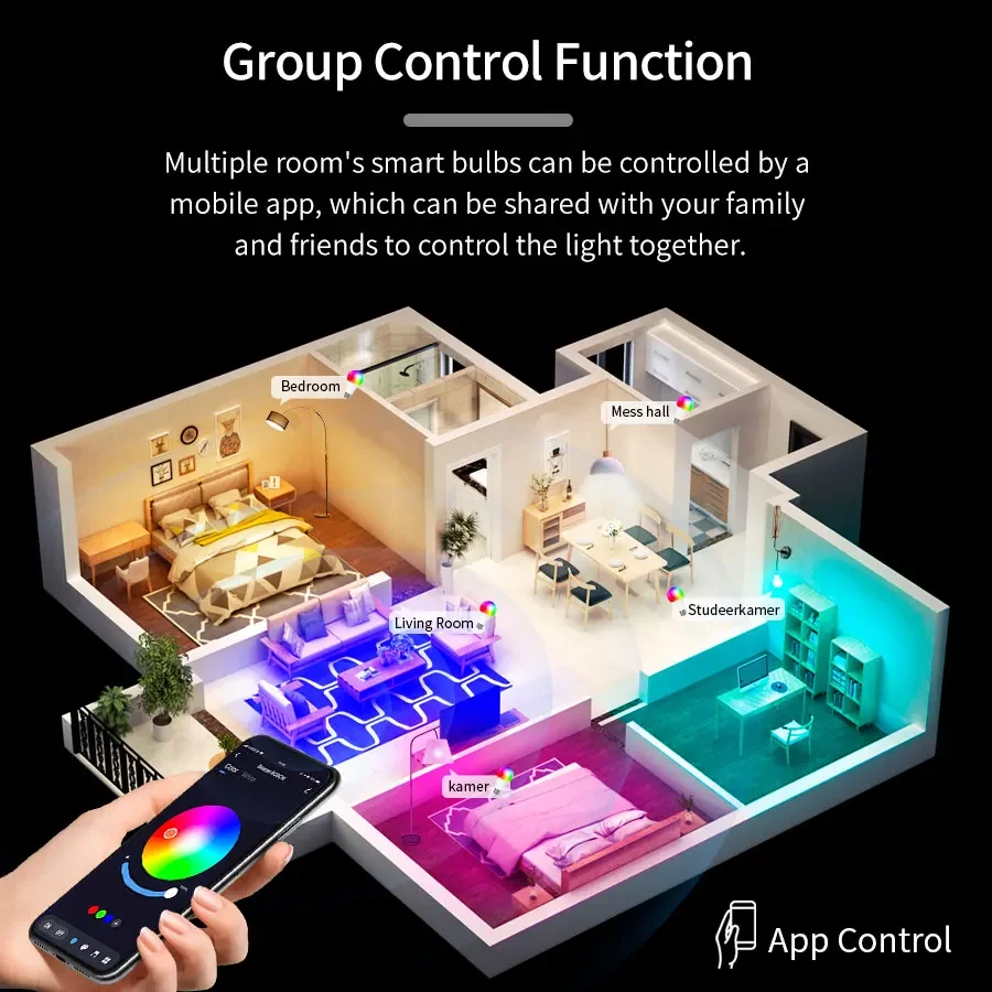 Tuya Bluetooth Smart LED Light Bulbs E27 220V 9W 15W 18W RGB Light Bulbs APP Control Dimmable Timer For Home Bedroom Decoration smart led light bulbs