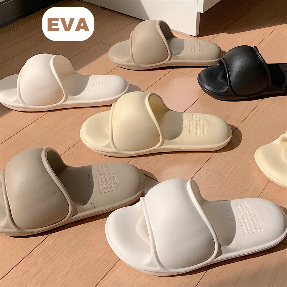 

New summer home Japanese solid color bedroom slippers casual simple EVA trampling sense word sandals and slippers women
