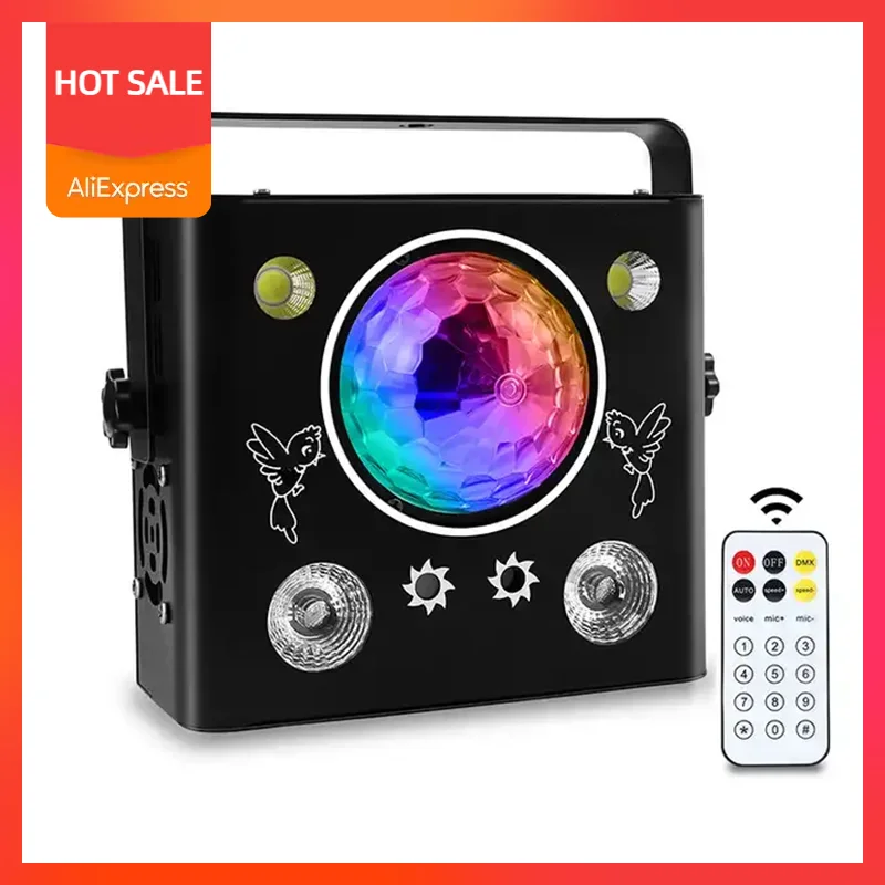 Dj Light Dyeing Caleidoscopio Magic Ball Light Strobe Light 4 In1 Disco Effect Laser Light Full Sky Star Flash Colorful Bar Light