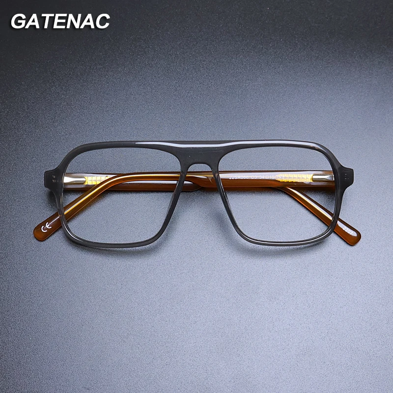 

Gatenac Vintage Acetate Glasses Frame Men 2023 New Pilot Prescription Myopia Eyeglasses Frame Women Luxury Brand Quality Eyewear