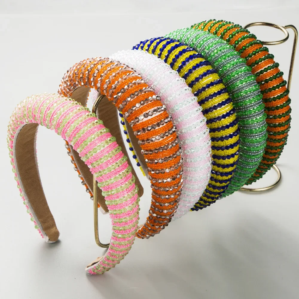 

Korea New Sponge Color Matching Crystal Woven Headband High-Grade Hair Accessories