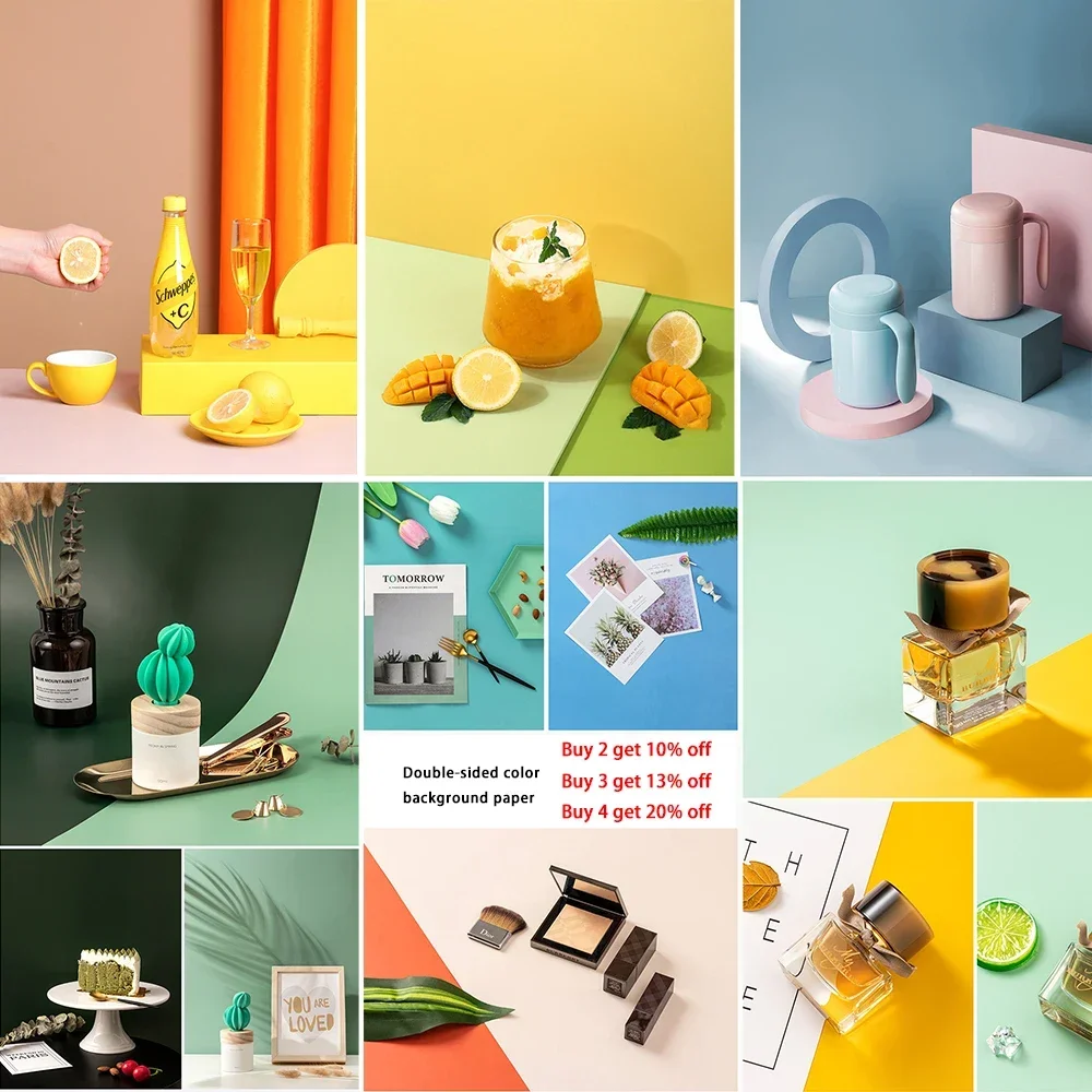 Photography Background ins57*87 solid color double-sided thickened background paper gourmet jewelry product mobile phone photo photo backdrop,photo wallpaper,photography auxiliary props