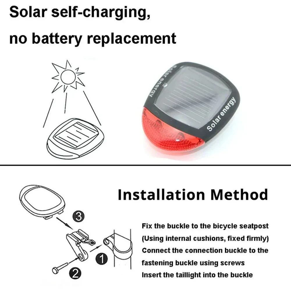 Solar Powered Bike Tail Light - Eco-Friendly Bicycle Safety Light, High