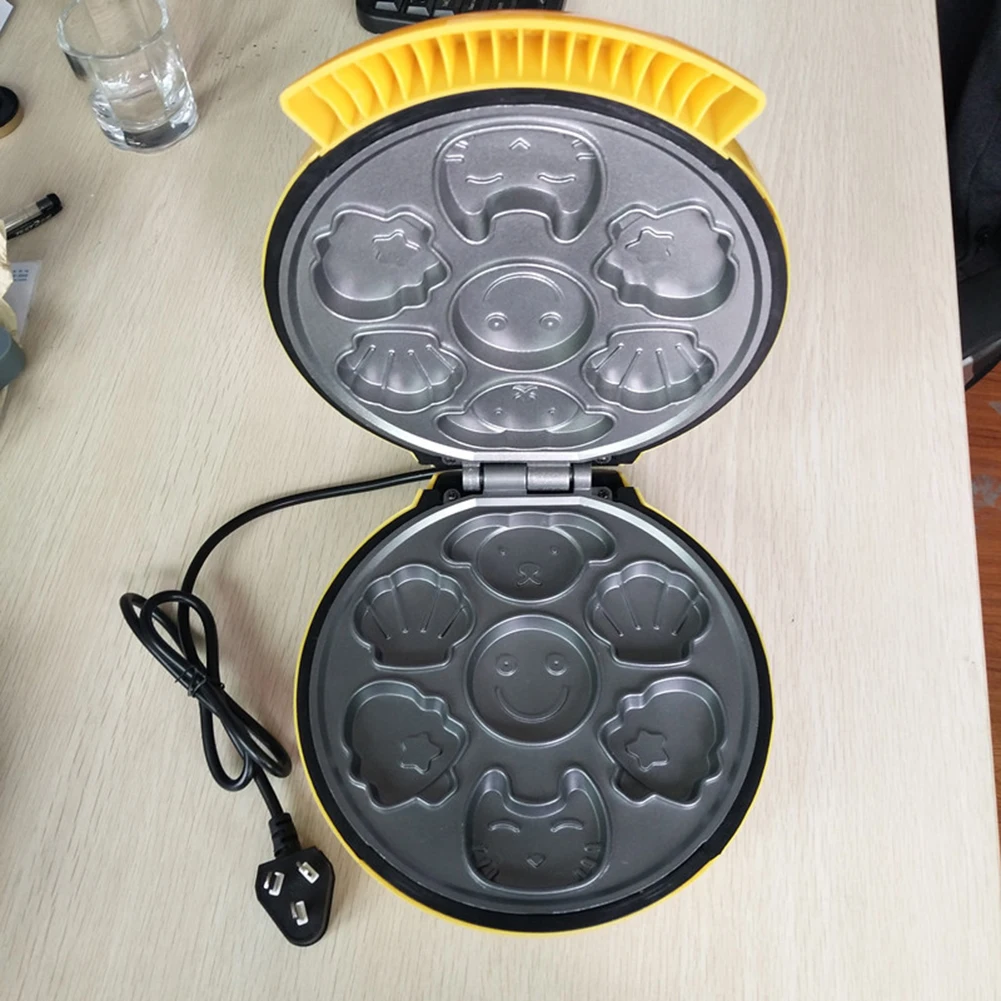 Mini Electric Waffles Maker Different Shaped Non-Sticky Pancakes Breakfast Making Machine with 7 Cake Capacity Kitchen Appliance_voghion.com