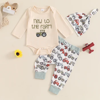 Baby Tractor Romper & Sweatpants Set 1