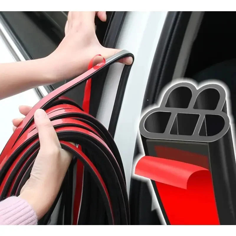 Dual-Layer Waterproof Noise-Insulating Rubber Seal for Car Doors, Hood, and Trunk