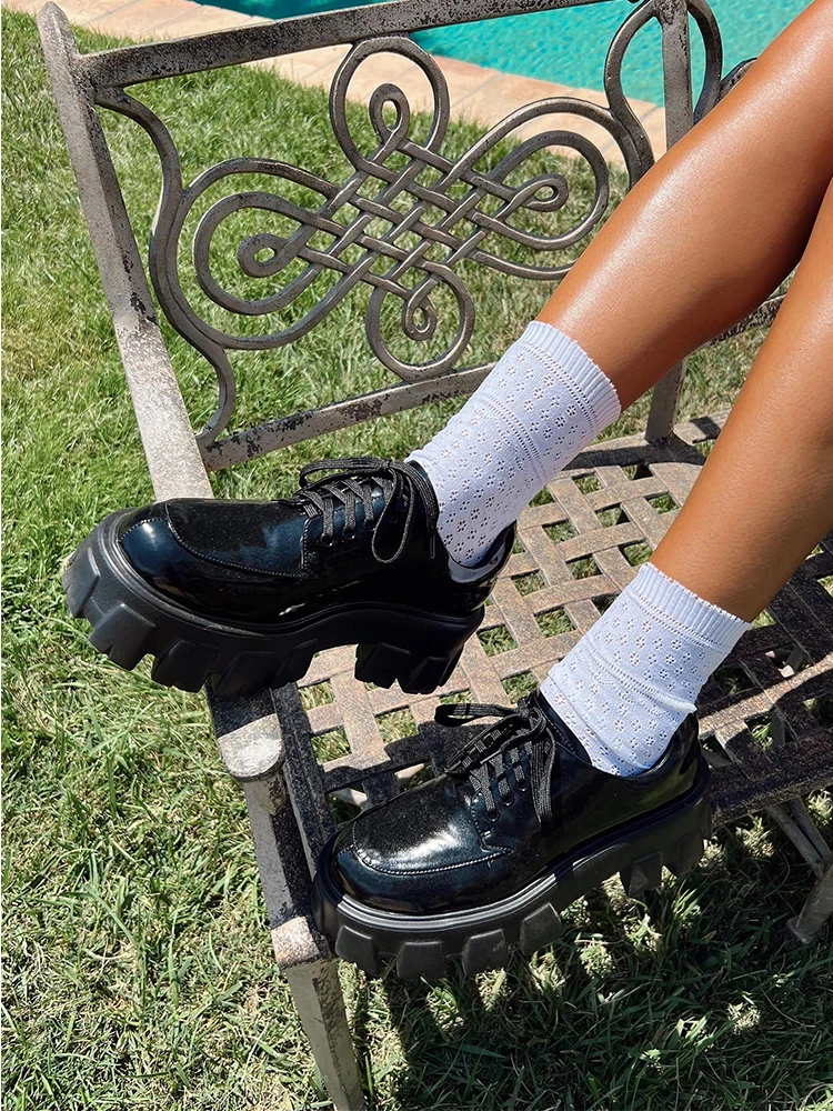 Romain femmes mi Chunky Creepers chaussures à talo... - Grandado Romain femmes mi Chunky Creepers chaussures à talo... - Grandado