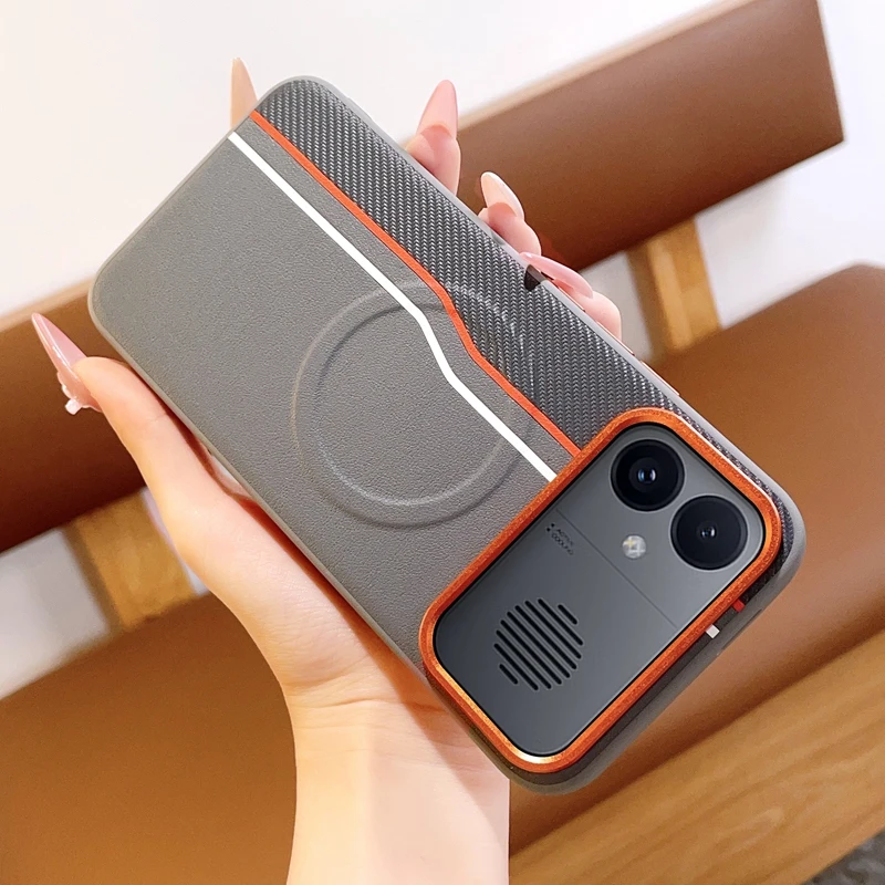 Magnetic PU Leather Ultra-Thin Protective Case with Colored Splicing Design