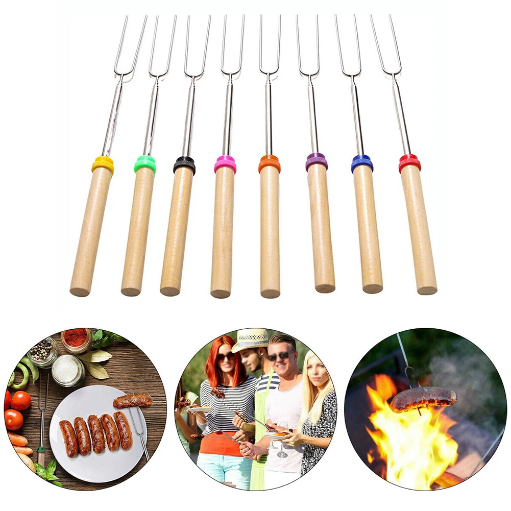 Barbecue Fork Set Telescopic Marshmallow Sausages Hot Dogs Vegetables Roasting Sticks Accessory bbq casings bbq tongs bbq skewer storage tube