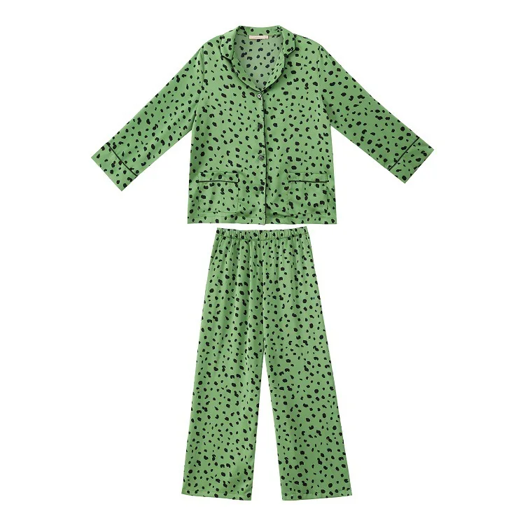 

Polka Dot 2PCS Women Pajamas Sets M-XL Turn-Down Collar Sexy Pyjamas Suit Lounge Lingerie Sleepwear Rayon Home Pyjamas Clothes