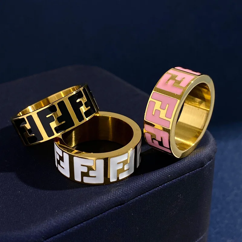 

European and American fashion drip letter ring
